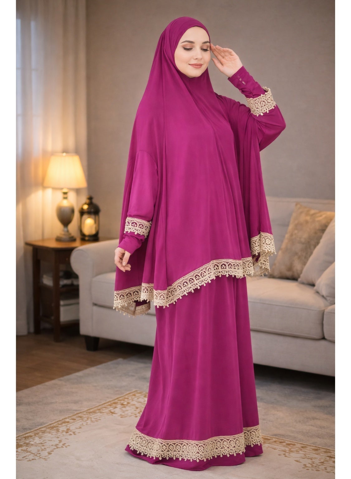 Women’s Two-Piece Prayer Dress – Cool Lycra Fabric – Full Modest Coverage – Fits Most Sizes – Turkish Quality – Perfect Gift Option